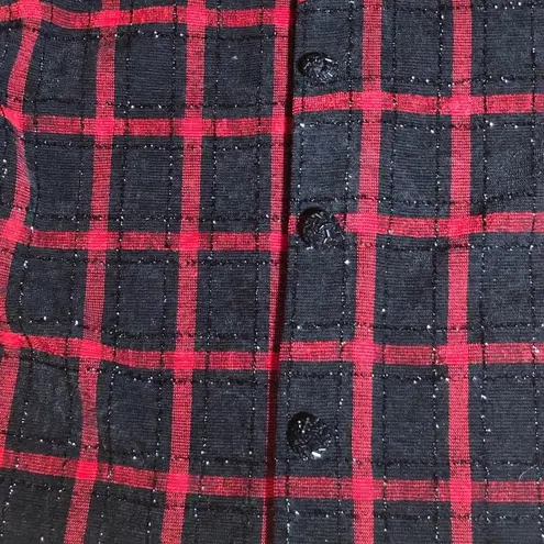 Christopher & Banks Vintage 90’s  Black Red Plaid Glitter Blazer Jacket Size M