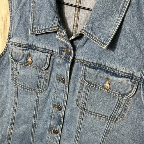 Zana Di Vintage Y2K Blue Denim Button Vest Collared Womens Size Large