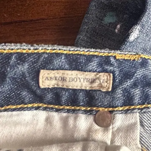 Ralph Lauren Polo Astor Boyfriend Jeans Size 26 Distressed Paint Splatter Denim Blue