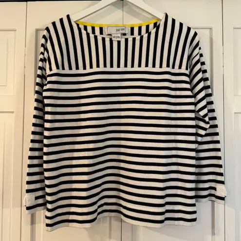 Joan Vass striped cotton coat neck top size large