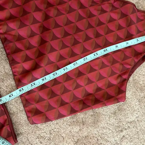 Baiia Swim Maroon Monroe Geometric Reversible One Shoulder High