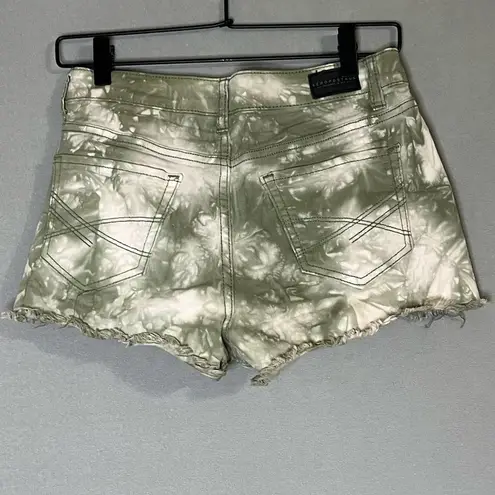 Aeropostale  High Waisted Shorty green white bleached raw hem denim jean shorts