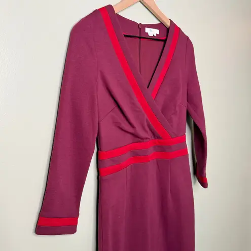 Boden USA Boden Nellie Ponte Knee Length Surplice Dress Mulled Wine Red Women’s Size 4