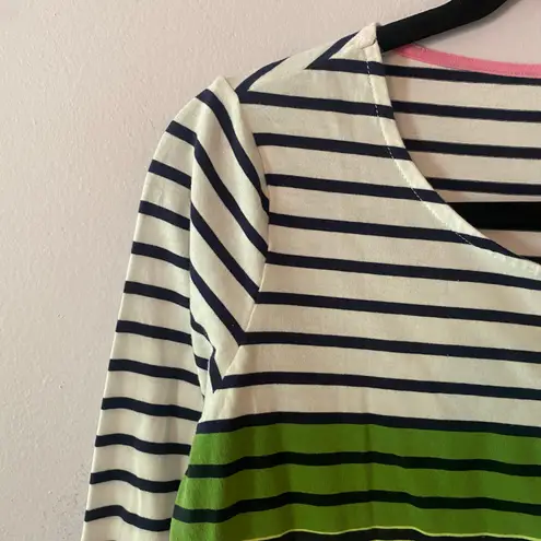 Boden White Black Green Pink Striped Long Sleeve Shirt Multicolor Women size 10