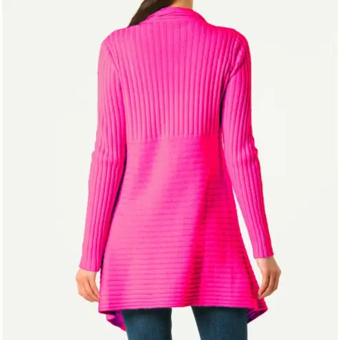 autumn cashmere Rib Drape Cardigan Hyper Pink Bright Hot Neon Long Sweater Coat