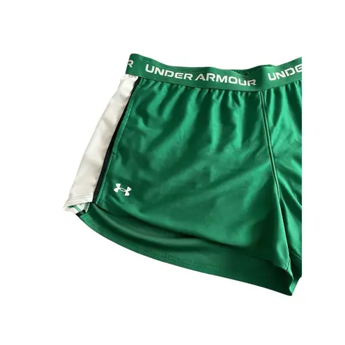 Under Armour  Tech Play Up Shorts Womens Size XL Green White Stripe 3 in. Inseam