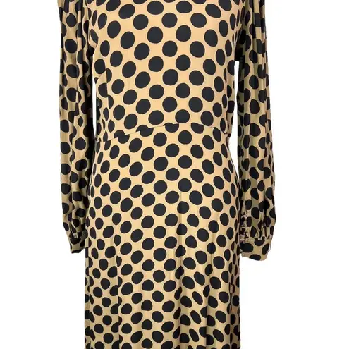 Rachel Pally Polka Dot Puff Sleeve Midi Dress Tan Black Size Medium