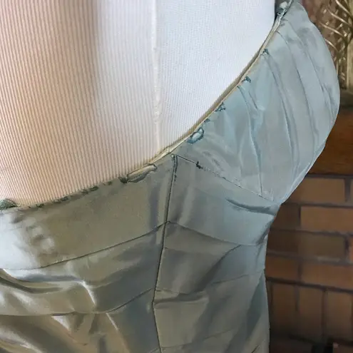 Robert Rodriguez LIGHT BLUE WITH GOLD SHEEN ASYMMETRICAL ONE SHOULDER DRESS (10)