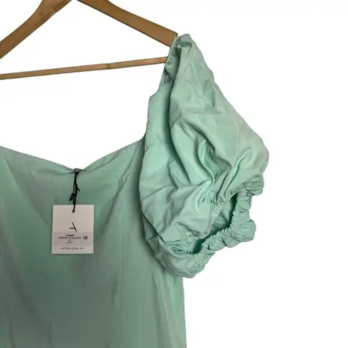Atoir Someone Like Me Mint Blue Ruffle Hem Puff Sleeve Mini Dress Size 10 Green