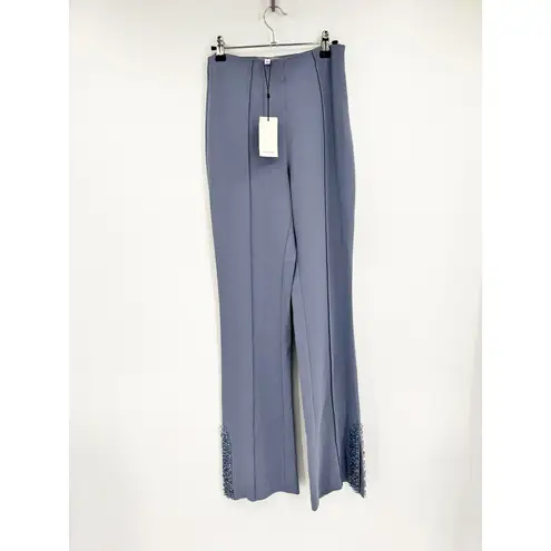 Cinq a Sept Embellished Straight Leg High Waisted Seamed Pants in Slate 4 NWT Blue - Image 2