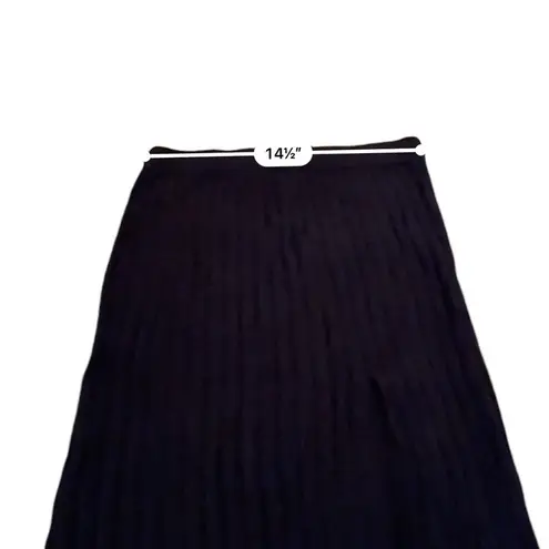 Aerie Black Soft Ribbed Front Slit Pull-On Maxi Skirt Sz S NEW