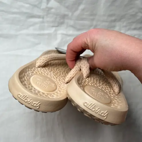 Allbirds Womens Sugar Zeffer Lux Beige Slip-On Sandals Braided Thong Toe Straps