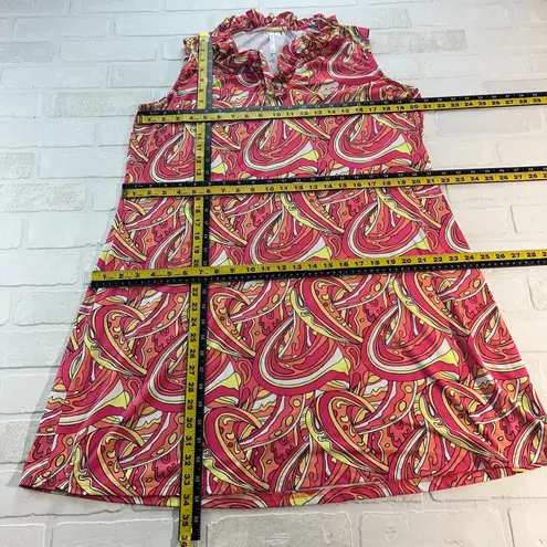 Lulu B Dress Womens XL Pink Colorful Psychedelic Ruffle Neck UPF50 Beach Travel