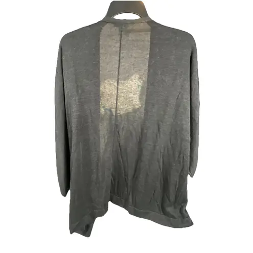 J. Jill Women's 3X Plus Black Open Front Cardigan Linen Blend Lightweight Elbow Size undefined