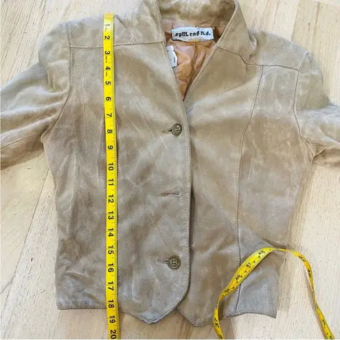 Vintage blazer cropped suede leather boho jacket Tan