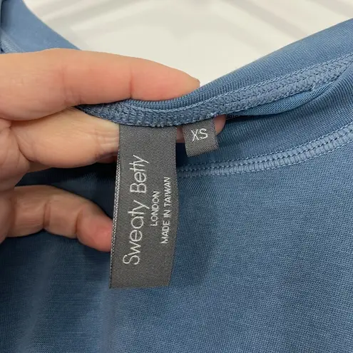 Sweaty Betty XS Teal Blue Peaceful Cap Sleeve Crop Top with Elastic Waist