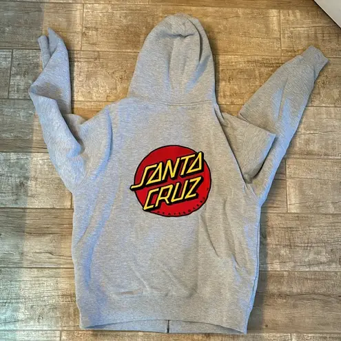 Santa Cruz , gray and black zip up hooded sweatshirt