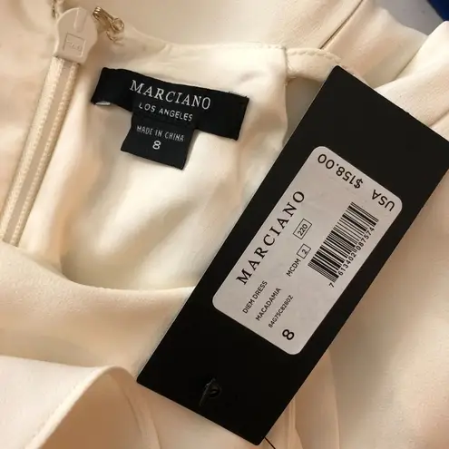 Marciano Womens Diem Dress Shift Tiered Ruffle Sleeveless Ivory 8