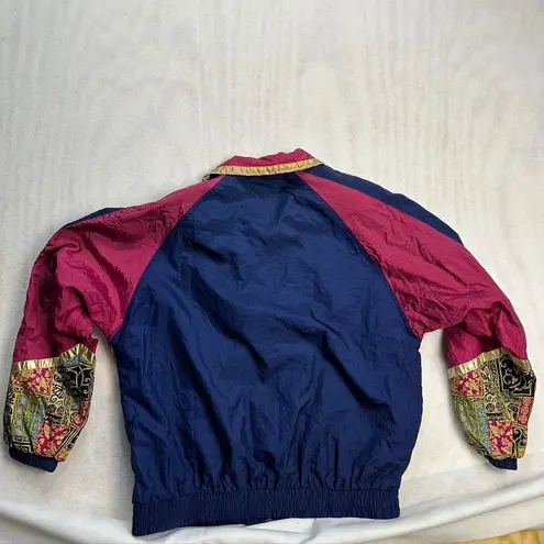 Vintage Active Frontier Windbreaker Jacket Medium 80's 90's Baroque Print Retro Pink