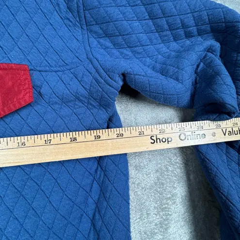 ZYIA Quilted Snap Pocket Pullover Womens‎ S Athleisure Cozy Cabin Casual Fleece Blue