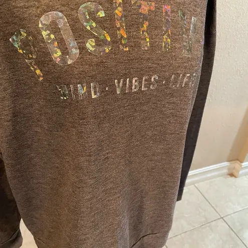 West Coast Love Gray Graphic Sweatshirt Positive Mind Vibes Life in Iridescent