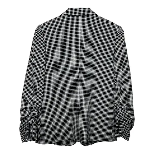 1. State  Plaid Ruched Sleeve Blazer Women’s Small Black Career Office Checkered