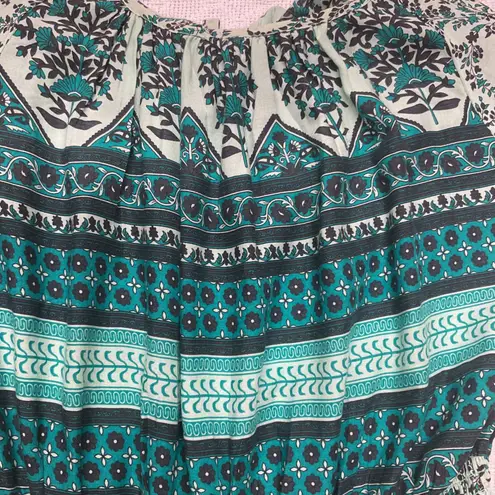 LASCANA Cold Shoulder Maxi Dress Size 8 Green Floral Print Summer Boho