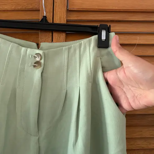 Maeve By Anthropologie Women’s Pleated Front Wide Leg Trousers Green Sz 0