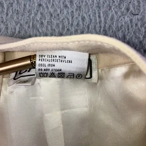 Carlisle Wool Blazer Jacket Women 10 Single Breasted Button Front Neutral Cream