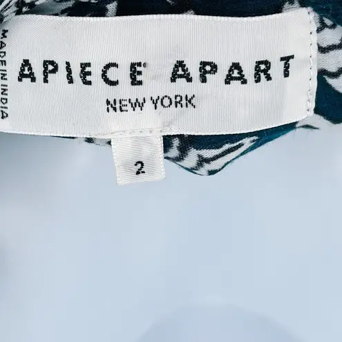 Apiece Apart Sabine Blue Floral Paisley Print Silk Cotton Mini Dress