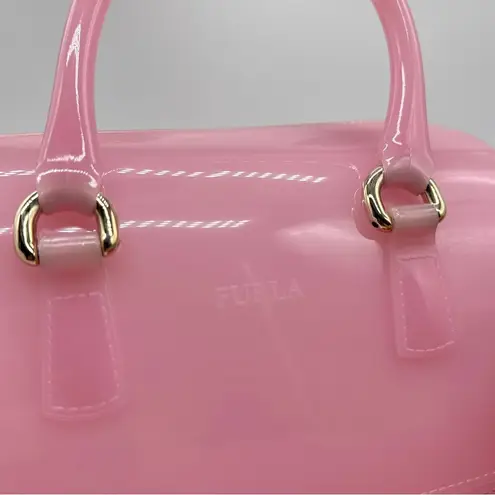 Furla Authentic Candy Light Pink Handbag PVC Boston Bag Gold Hardware