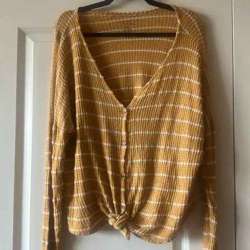 American Eagle  Plush Waffle Knot Top in Mustard