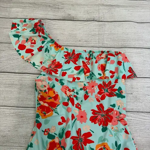 J.Crew  One Shoulder Ruffle Floral Swimsuit