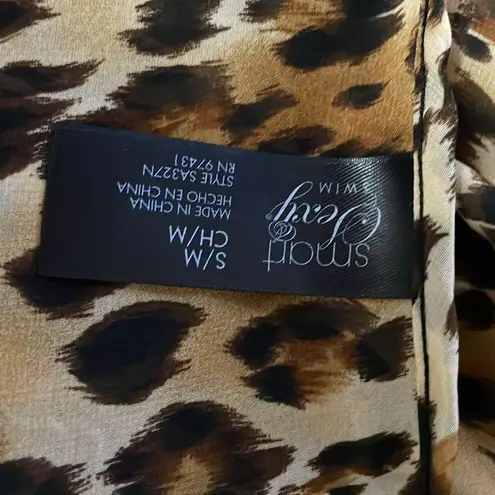 Smart & Sexy swim Tan, Brown & Black Leopard Print Sheer Bathing Suit Wrap S/M