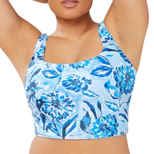 Andie Swim Siren Tank Swim Top Blue Floral NWT Small Full Coverage