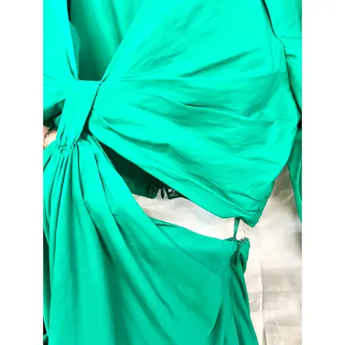 A.L.C. Alexa Long Sleeve Cutout Ruffle Tiered Pleated Cotton-Poplin Mini Dress 00