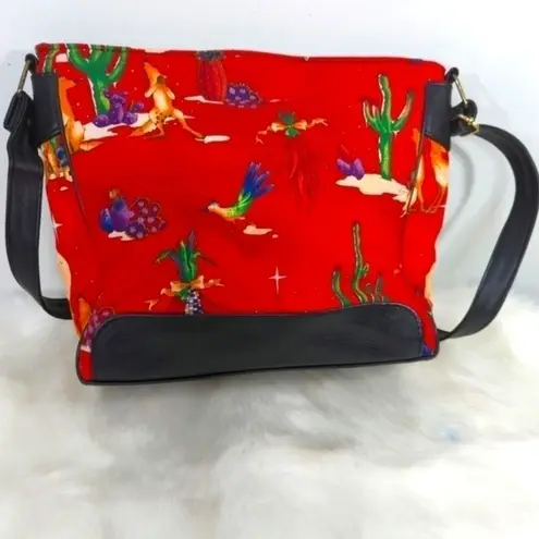 Cactus & Coyotes Novelty Prints Shoulder Bag Red