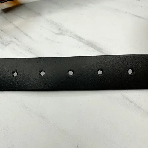 Womens Black Belt Small (S) Tortoiseshell Geometric Buckle Statement ✨