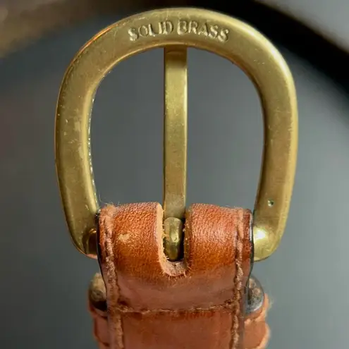 Vintage Women’s Leather Belt – Size 40 – Brown w/ Red Hues – Brass Buckle