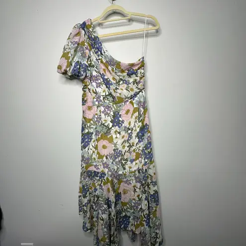 ASTR  The Label Santorini One Shoulder Dress Off White Retro Floral Medium - Image 5