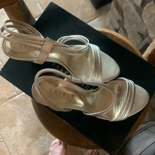 Ralph Lauren Beautiful gold,  heels, 7 1/2