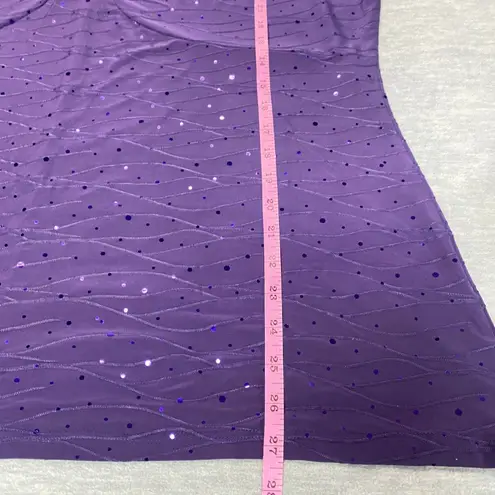 Jaclyn Smith 2X Purple Sequin Long Sleeve VNeck Blouse Work Office Casual Boho - Image 9