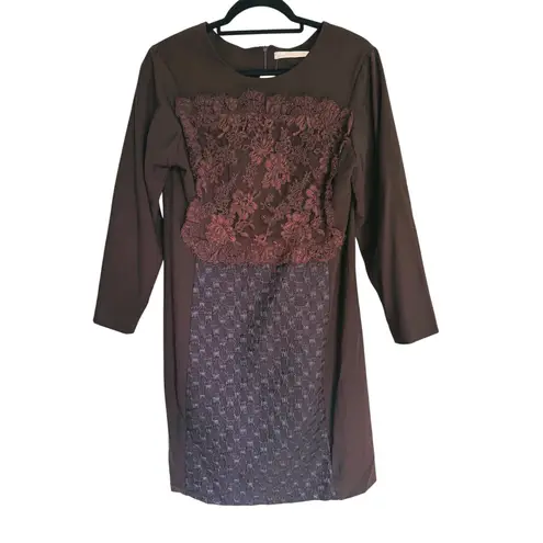 Shannon McLean Lace Tweed Dress Brown Vintage Dark Academia Career Event