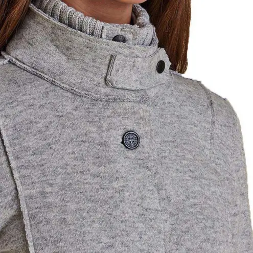 Barbour Women’s Size M Millfire Knit Sweater Jacket Gray Tartan Preppy Old Money