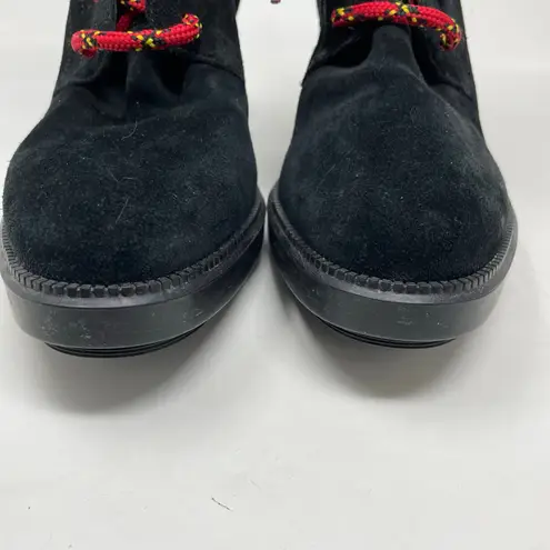 Aquatalia Isotta Black Suede Waterproof Block Heel Lug Ankle Booties Boots 9.5