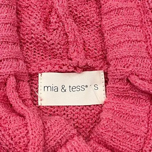 Mia & Tess Hoodie Sweater Womens S Quarter Button Up Pink