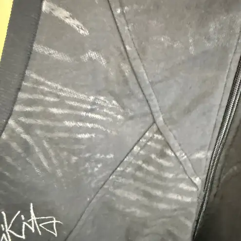 Nikita Womens Black Sleeveless Zip Up Hoodie Vest Size S Graffiti Style Logo