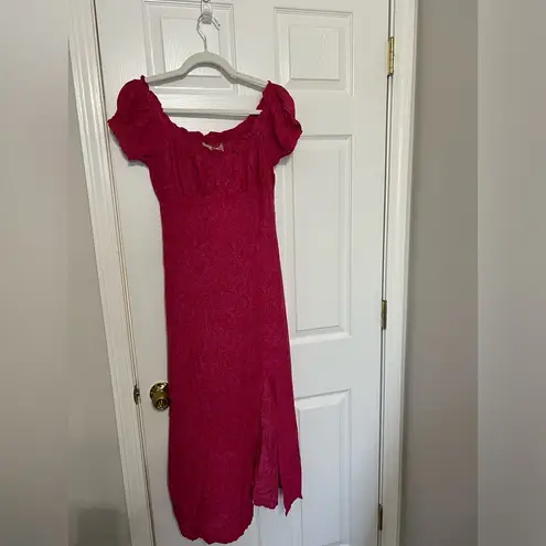 Natalie Martin Charlotte Midi Dress in Shangri La Print Raspberry