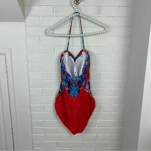 Lauren Ralph Lauren Red Boho Patterned One Piece Swimsuit Size 14