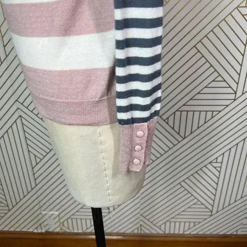 Max Mara Marica Boat Neck Striped Silk Cashmere Sweater Pink Gray Size XS